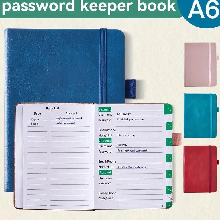 

Pu Cover Notebook A6 Password Book With Alphabetical Tabs Notepad Notebooks Writing Pads Office School Supplies