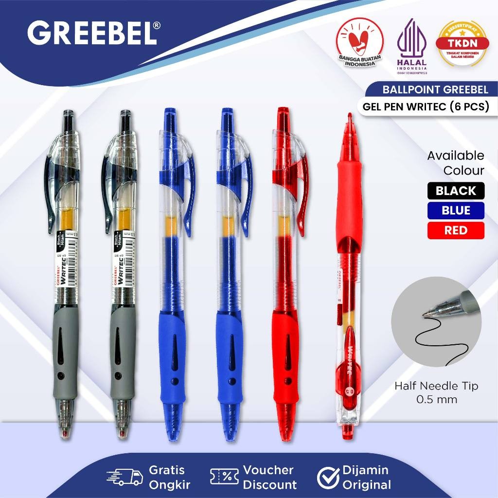 

GREEBEL PULPEN GEL / GEL PEN GP- 503 Writec 0.5 (6PCS/SET) Ballpen Gel Ballpoint Bolpen Bolpoin Pena Gel