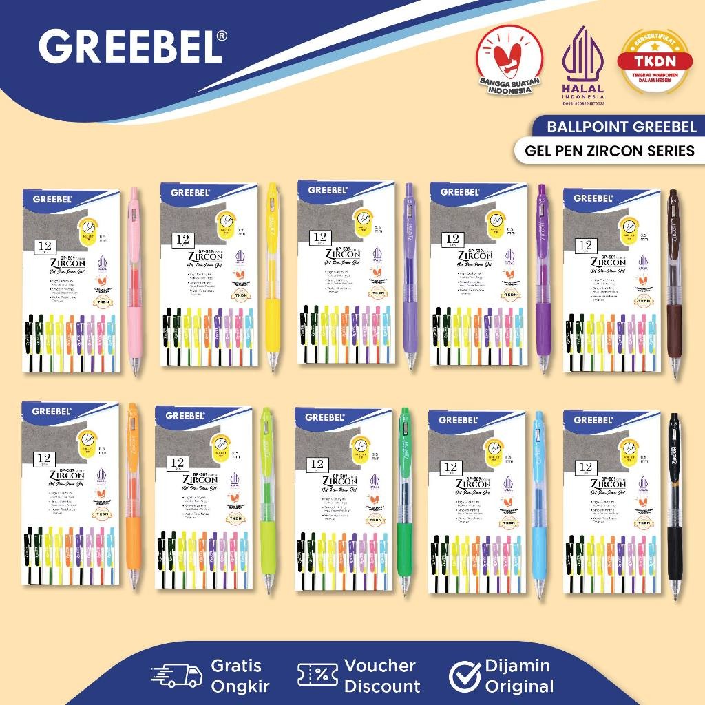 

NEW PRODUCT GREEBEL PULPEN GEL / GEL PEN ZIRCON GP- 509 0.5 VARIAN WARNA / BALLPEN GEL BALLPOINT
