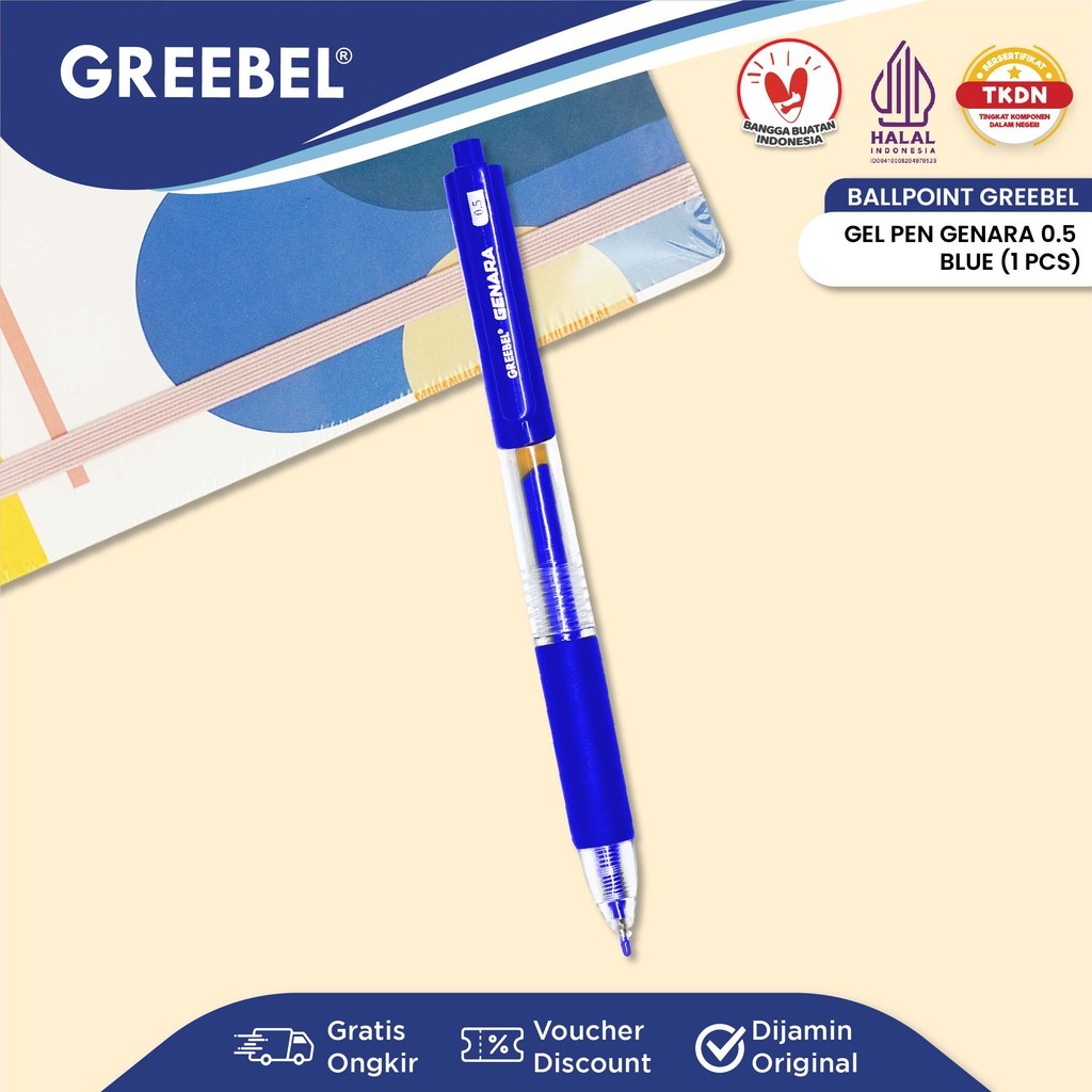 

GREEBEL Pulpen Gel / Gel Pen Gel Pen GP-508 Genara 0.5 Biru (1PCS) / Ballpoint Bolpen Bolpoin Pena Gel