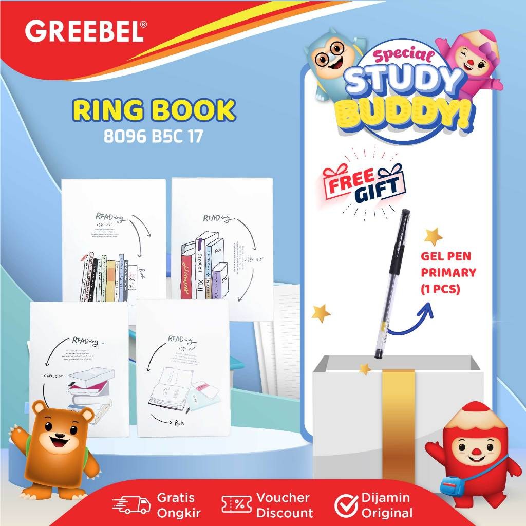 

GREEBEL Notebook Buku Diary Aesthetic / Notebook 8096 B5C 17 / Buku Note Binder 96 Halaman / Buku Tulis Lucu Pastel