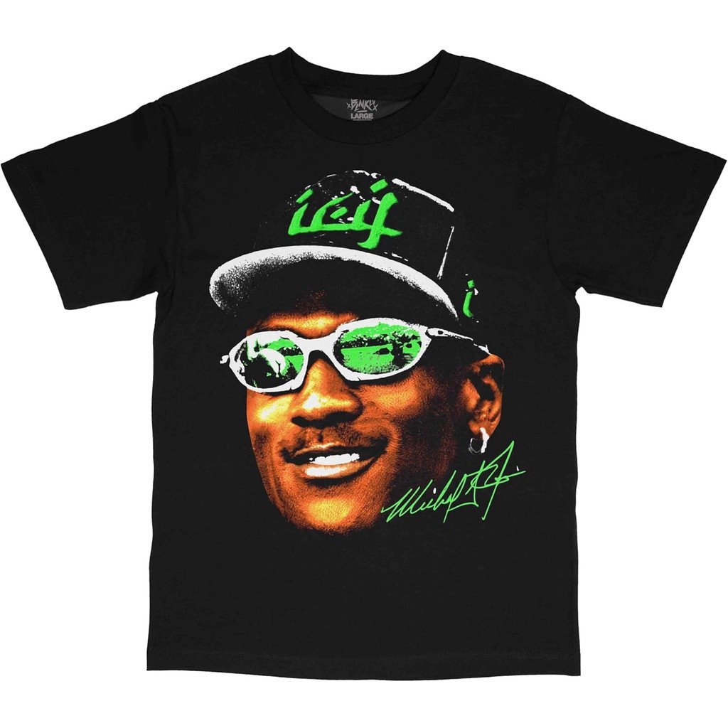 Kaos Gaya Vintage Streetwear Wajah 7 Cincin Micha3l Hitam