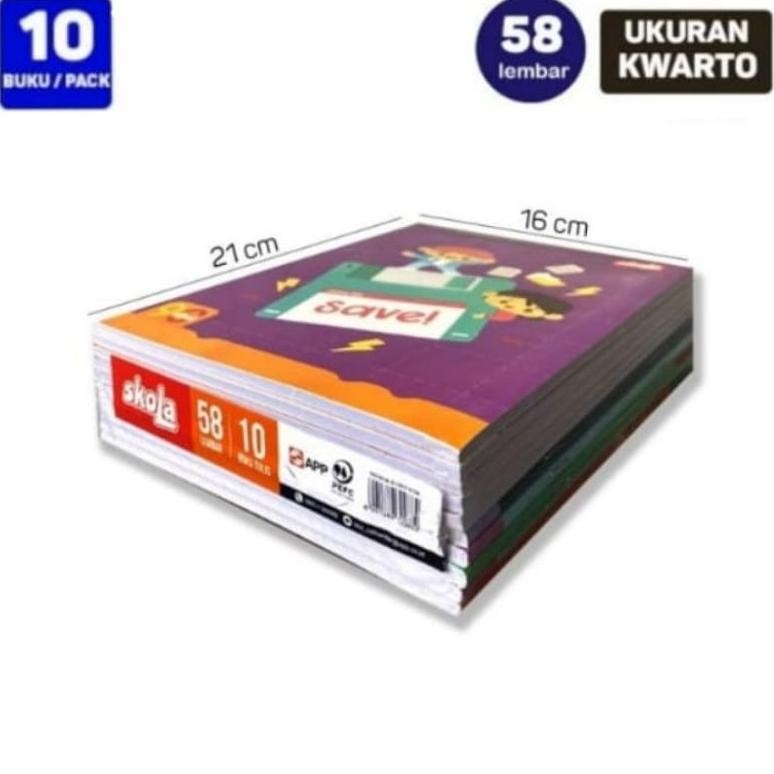 

READY STOCK 1 Pak Buku Tulis Sidu Skola 58 Lembar ( Isi 10 Buku )