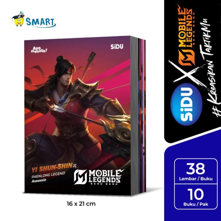 

READY STOCK (1 PAK) SIDU BUKU TULIS EB 38 MOBILE LEGEND 1 PAK ISI 10 BUKU / BUKU TULIS SIDU ISI 38 LEMBAR 1 PAK