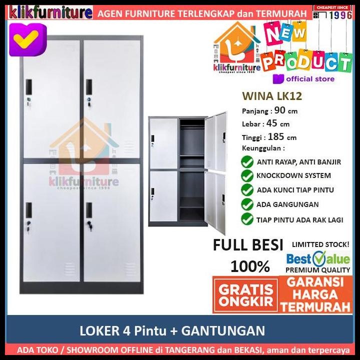 

Loker Besi Lemari Locker Pakaian 4 Pintu + Gantungan Baju Lk12 Wina Terlaris