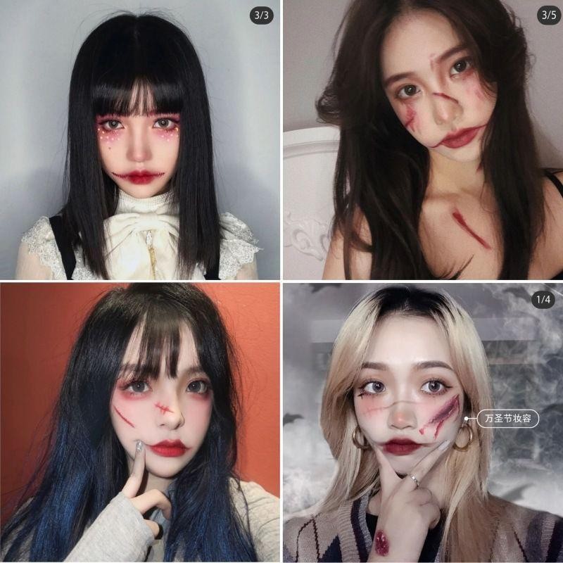 Scar Blood Tattoos Tato Luka Jahitan Tato Luka Memar Helloween Prank Terluka Jahitan Stiker Tato Tem