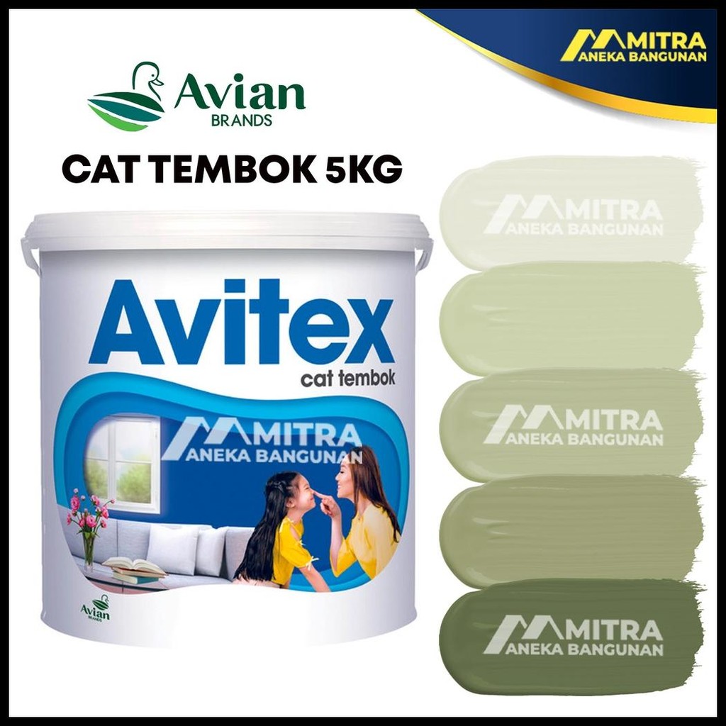 CAT TEMBOK AVITEX INTERIOR 5 KG / AVIAN N12 SAGE GREEN