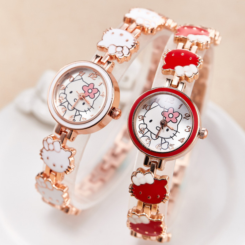 In Stock Promotion New KT Cat Watch Women's Fashion Cute Children's Bracelet Steel Band Watch Women'