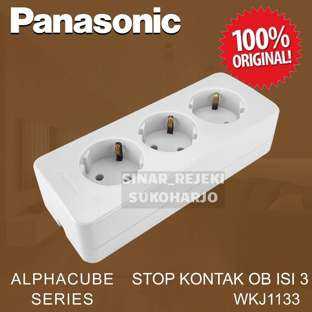 Panasonic Stop Kontak Lubang 3 Outbow / Tempel Alphacube WKJ1133