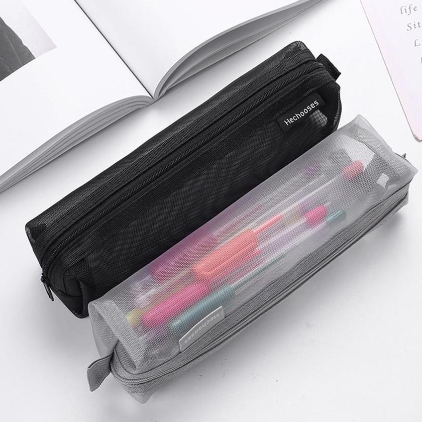 

Premium Tempat Pensil TRANSPARAN / SIMPLE STYLE Mesh Zipper Pencil Case High Quality