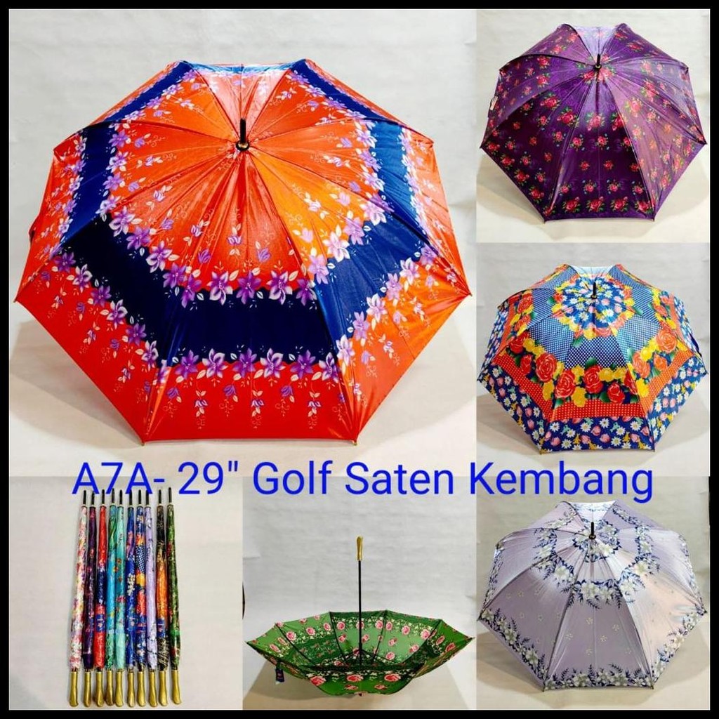 PAYUNG GOLF JUMBO BAHAN SATIN/SATEN MOTIF KEMBANG