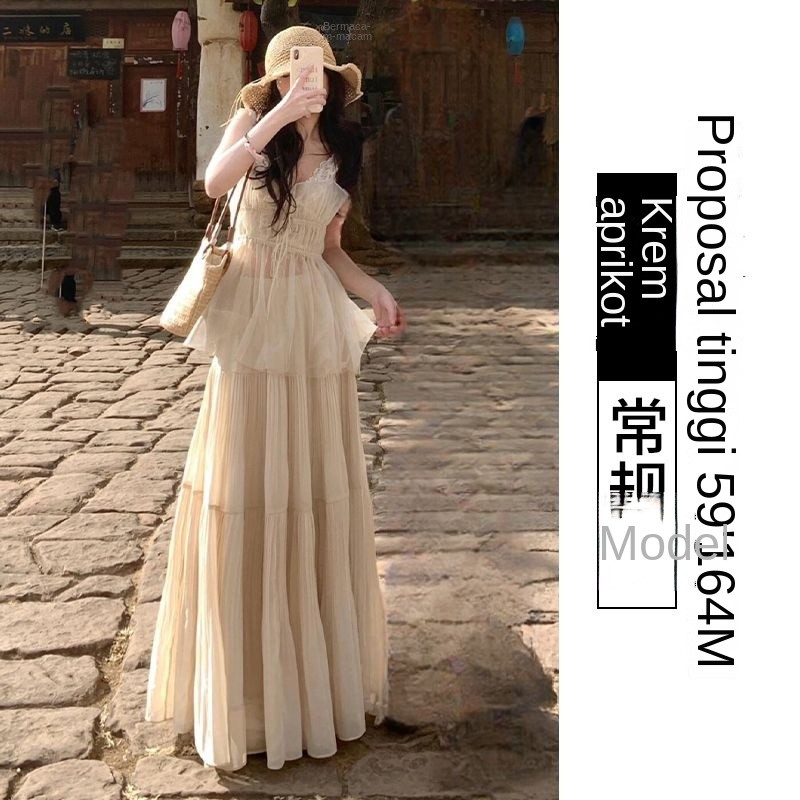 Rok Lipit Ayunan Besar Wanita, Rok Lipit Pinggang Tinggi Warna Ungu untuk Wanita a Dress Midi Kue Ro