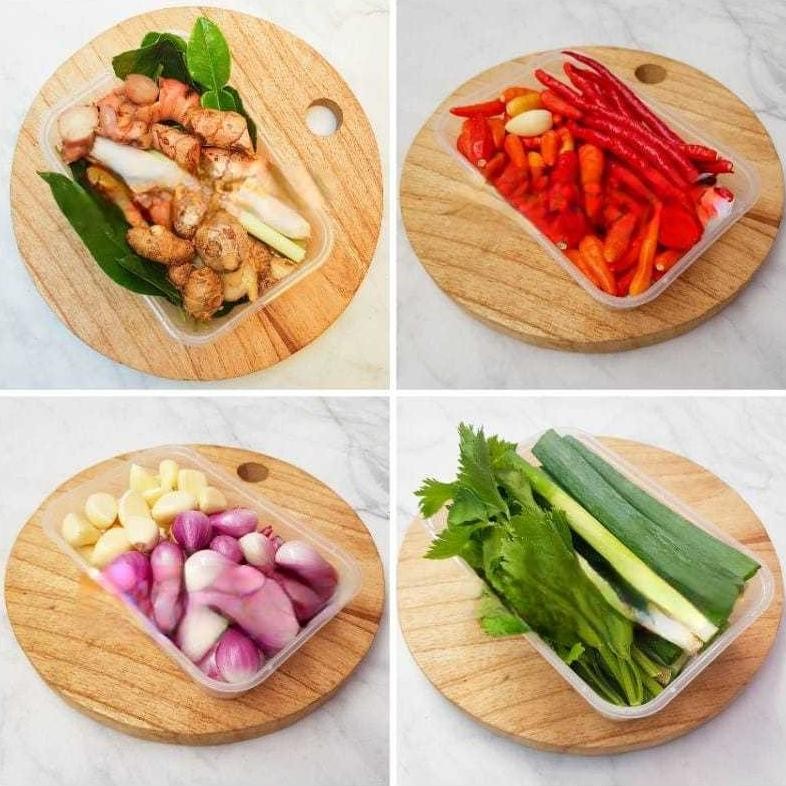 

Foodprep Bumbu masak instant/ bawang merah / bawang putih / jahe/ lengkuas / cabe merah keriting / cabe rawit merah / kunyit /daun bawang / daun seledri / daun salam / daun jeruk