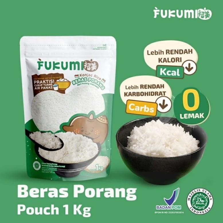 

Beras Porang Pouch 1 Kg Fukumi Konjac Rice / Shirataki Beras Instan