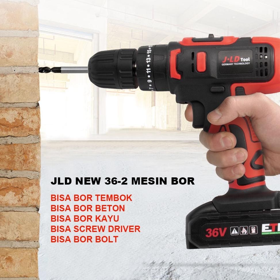 JLD 36VF mesin bor cas 2baterai-35NM Mesin bor baterai cordless -bor impact bater besi -bor cas Bola