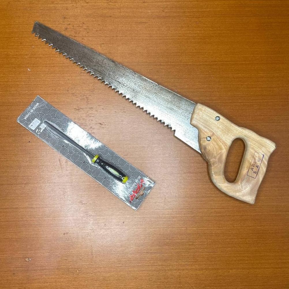 Fungsi Paket Gergaji Kayu Palu Meteran Dan Linggis - Kikir Gergaji - Cetok Besar - Gergaji Baja Asli