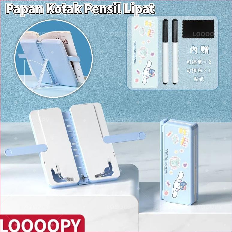 

LOOOOPY Papan Kotak Pensil Lipat / Tempat Pensil Multifungsi Dengan Papan Tulis Dan Tatakan Buku / Smart Pencil Case