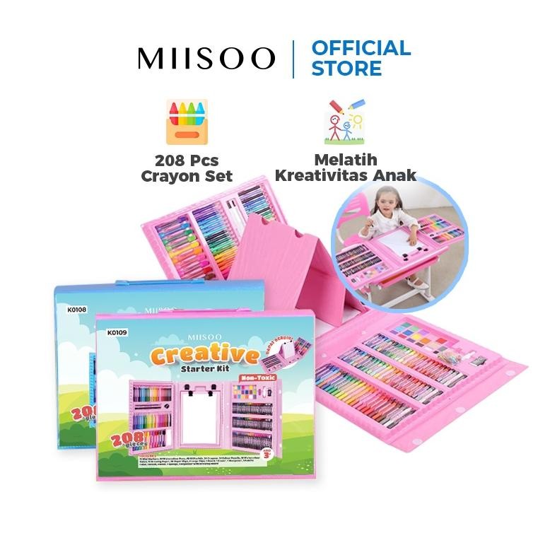 

MIISOO Set Crayon 208 Pcs Set Pensil Warna Pastel Pensil Minyak Warna untuk Melukis dan Mewarnai