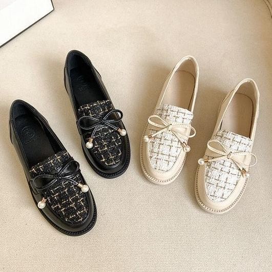 KEKINIAN SEPATU FLAT SHOES LOAFER CREAM WANITA PREMIUM DIATA OXFORD FASHION KOREA SEPATU KERJA KANTO