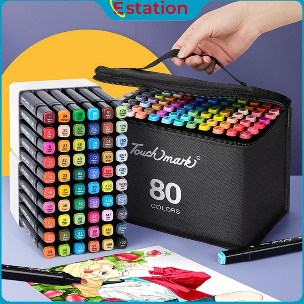 

Estation - Spidol Warna Warni 1 Set Sketch Marker 2 Tip Touch Marker 48/60/80 Warna