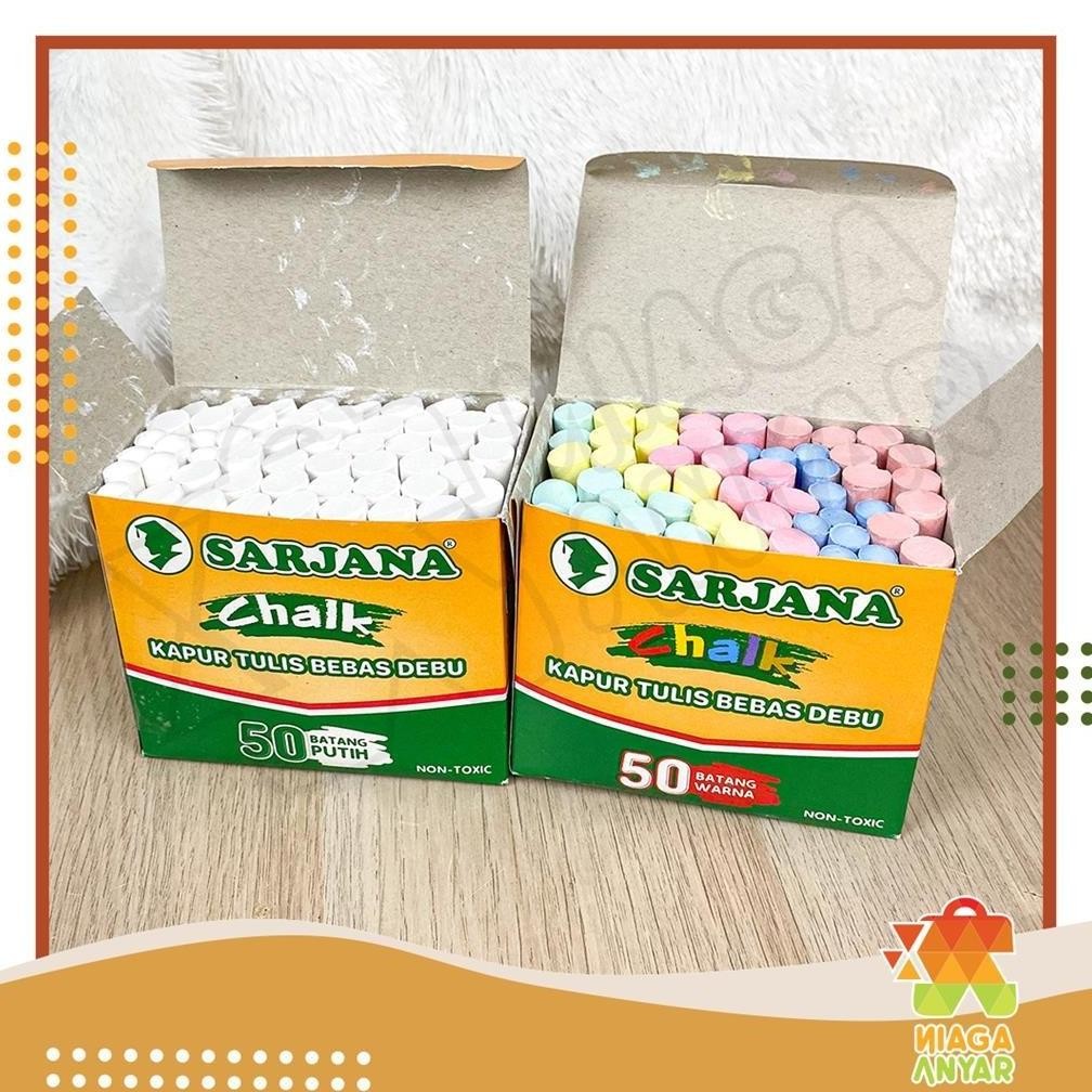 

New Na Sarjana Kapur Tulis Putih Isi 50 Batang / Kapur Tulis Warna Sarjana / Kapur Papan Tulis Sarjana / Kapur Putih Kapur Warna Kualitas Tertinggi