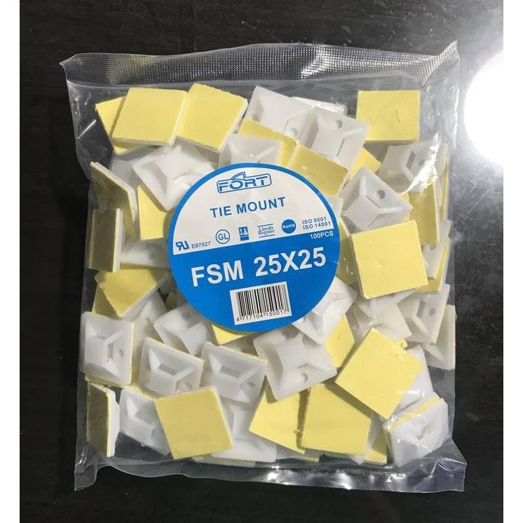 

MURAH Tie Mount 25x25 mm Putih Pack 100 Pcs Klem Kabel Ties