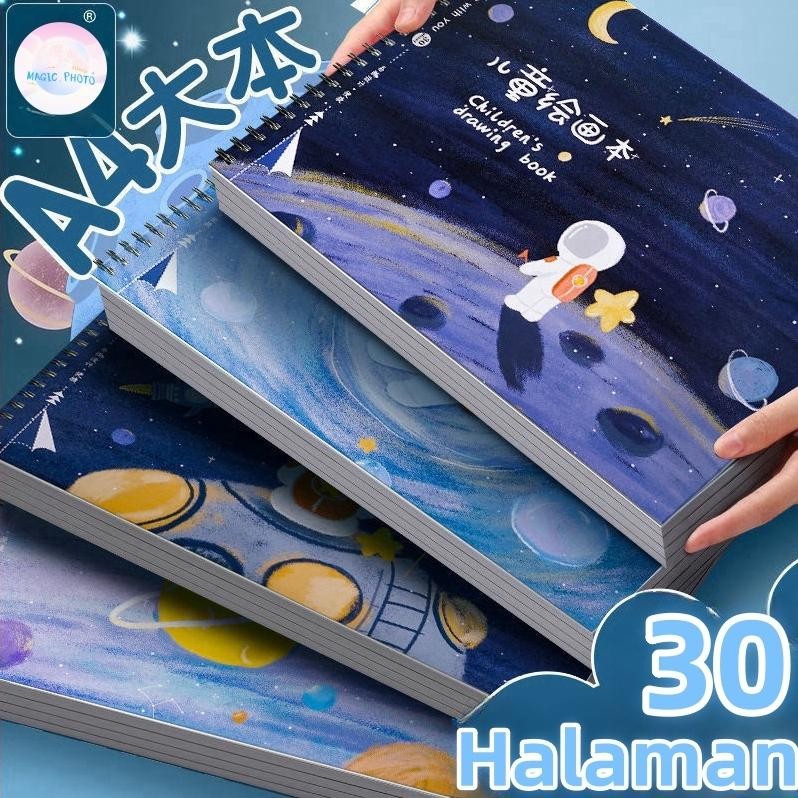 

Trendi Drawing Book / Buku Gambar Ring A4 Karakter Buku Gambar Anak Sketchbook A4 Drawing Book Astronot Jilid Spiral Kertas Tebal 30 Lembar