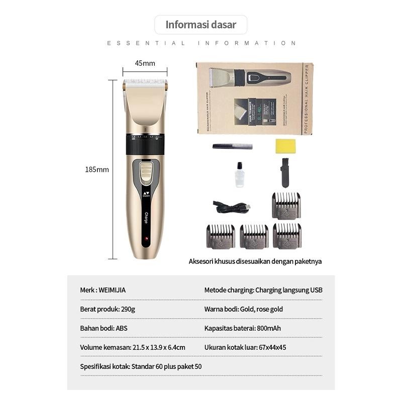 Profesional Rambut Clipper / Gunting Rambut Listrik Clipper / Gunting Rambut Isi Ulang Pemangkas / M