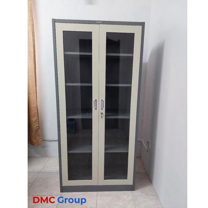 

MURAH Lemari Arsip 2 pintu Kaca Swing Lemari Buku/Arsip/ File Plat Besi Pintu Ayun Kaca