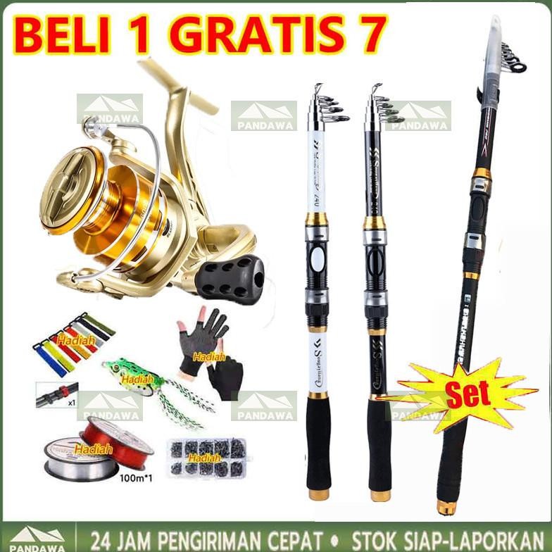 READY STOK Beli 1 Dapat 7Joran Pancing Kuat 1 Set 50kg Reel Pancing Asli Besi Fishing Reel 1000-3000