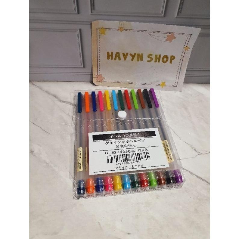

Tahan Lama (12Pc) Pen Gel Warna Warni Youmei/Gel Pen Warna Warni
