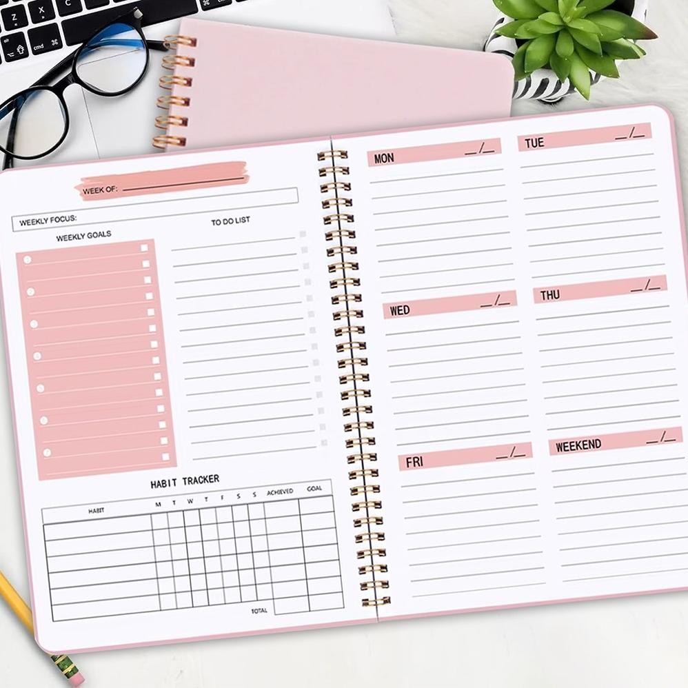 

New [Dotding] 2025 Agenda Perencana Mingguan A5 Notebook Planner Pouch 52 Weeks Planner Jadwal Alat Tulis Perlengkapan Kantor Sekolah Alat Tulis Q046