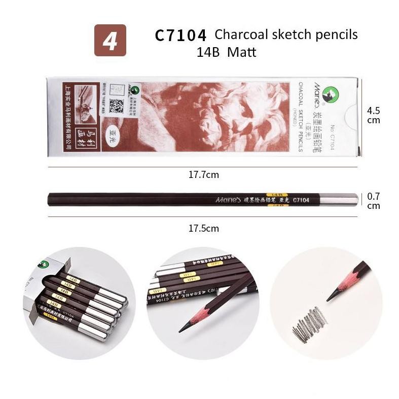 

Termurah Maries Charcoal Sketch Pencil C7104-14B & Super Dark Drawing Pencil C7112-12B Per Pcs Nov0066