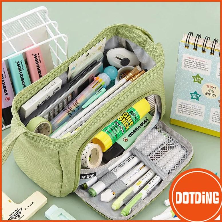 

NEW!!! [COD] Angoo Super Large Capacity Pencil Case Kawaii Korean Pencil Cases Aesthetic Stationery Office Desk Storage Bag for Girls School Supplies