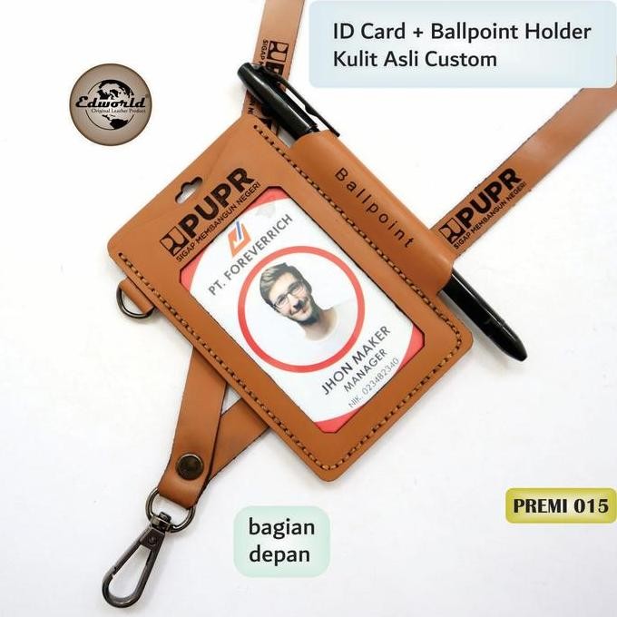 

HOT SALE Nametag Holder Lengkap dengan Tempat Pulpen Kulit Asli Custom
