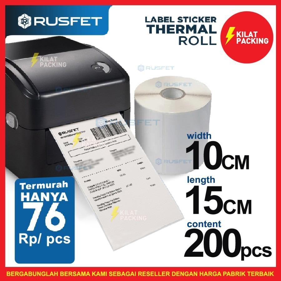 

Stiker Thermal Resi Label Barcode Label Thermal A6 200Pcs Rusfet Dus Ojol