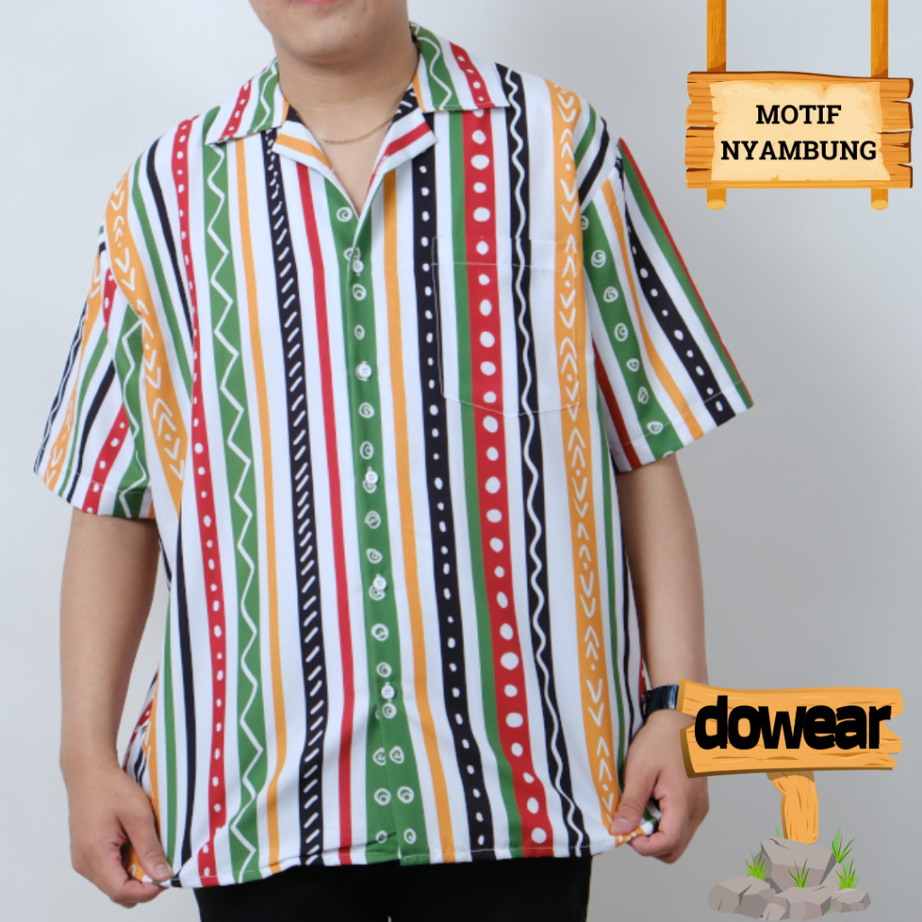 Dowear Baju Kemeja Kekinian Hem Motif Pria Wanita Trend Distro Jumbo Terbaru SALUR ETNIK 053