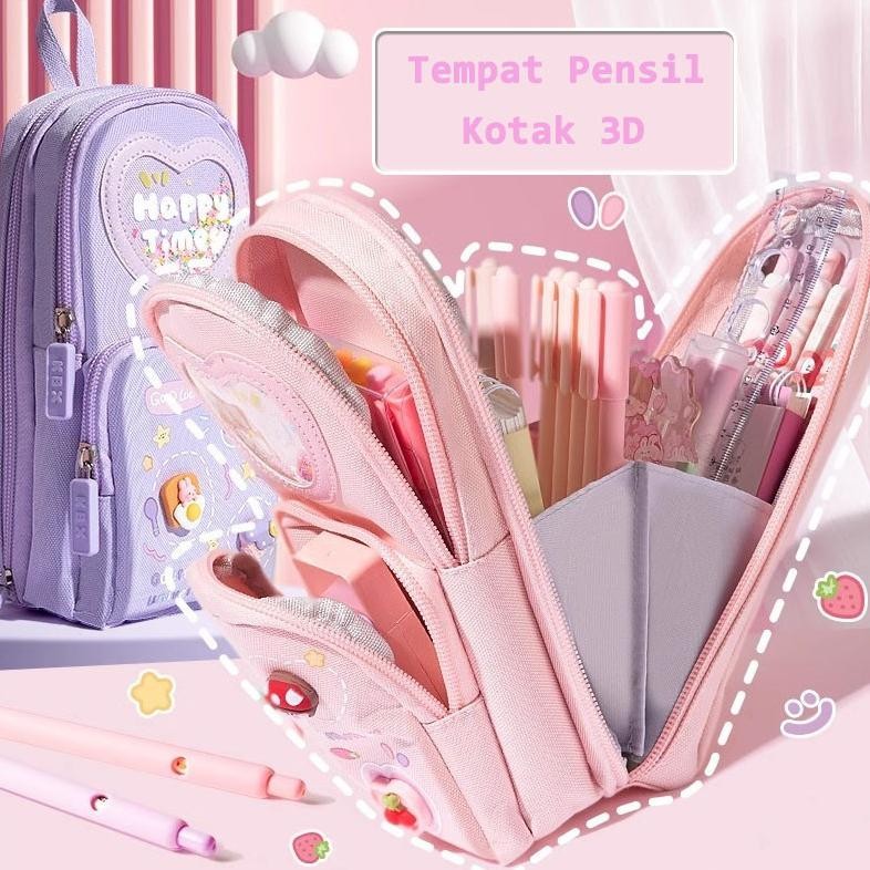 

NEW!!! Tempat Pensil Kotak 3D Anak Lucu Besar / Fun Korea Bag Model Pensil Kanvas 6 Kamar /Sekolah Dasar Kotak Pensil Siswa