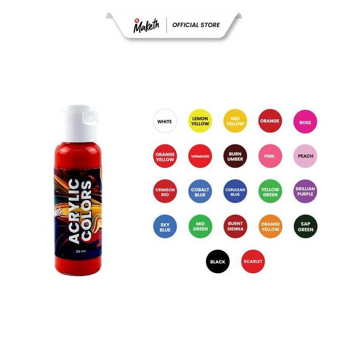 

New Collection !!! Maketh Acrylic Paint Cat Akrilik Lukis Satuan 30 Ml Ap-30