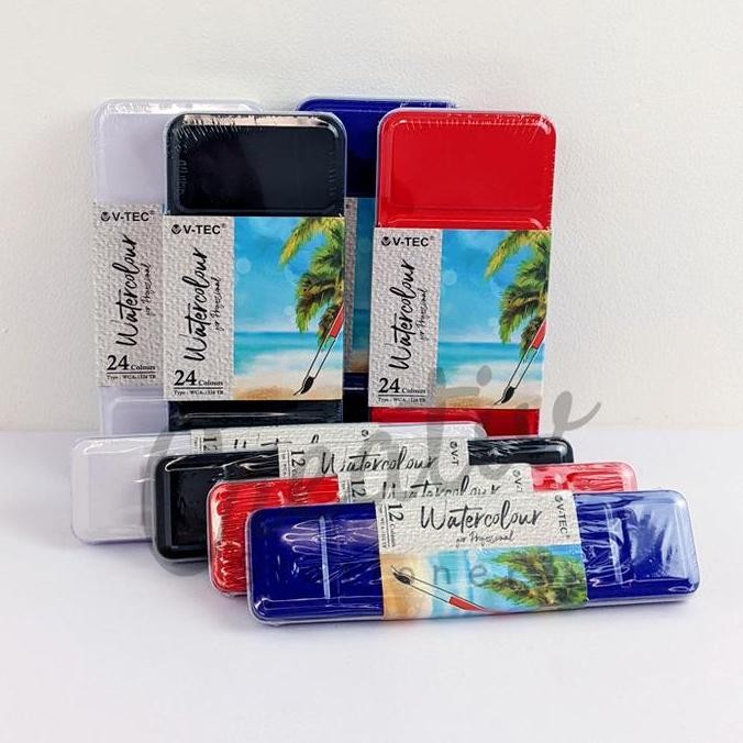 

Hot Sale !!! V-Tec Watercolor Kaleng Cat Air Tin Case Wca-1312 1324 Tb 12W 24W + Kuas