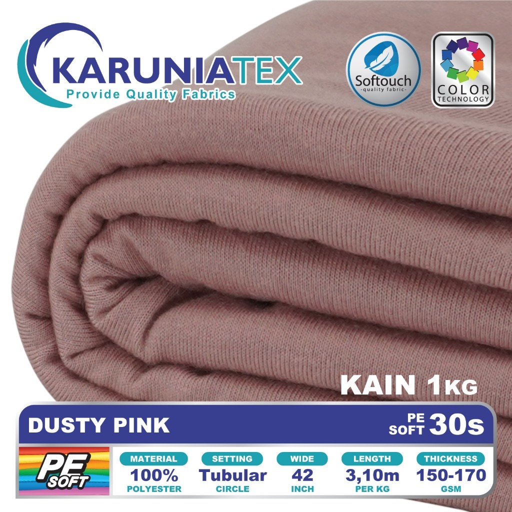 Kain Kaos PE Soft 30s Kiloan | Dusty Pink | Karunia Textile