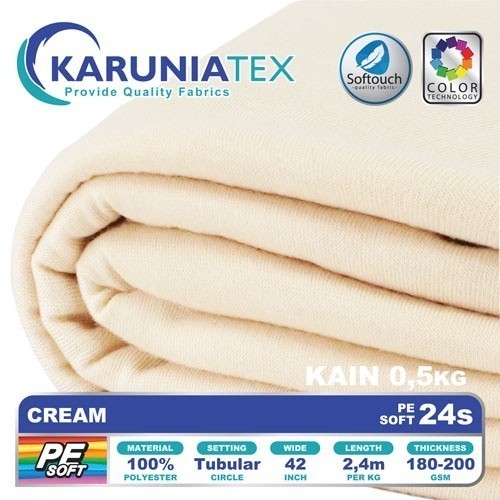 Kain Kaos PE Soft 24s Kiloan | Cream | Karunia Textile
