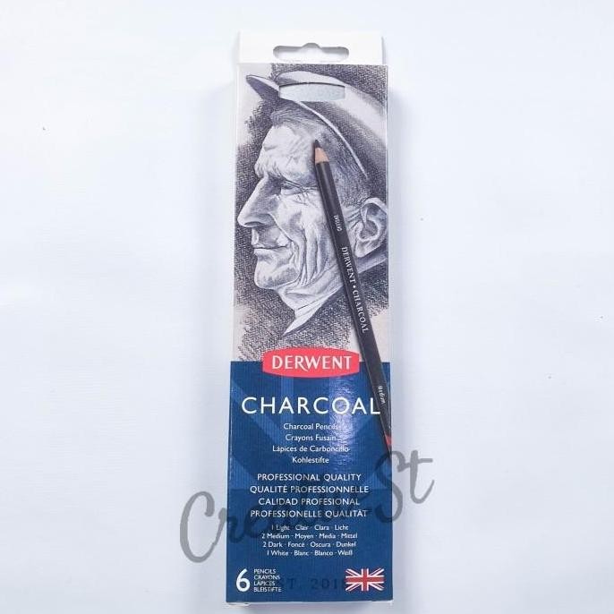 

Hot Sale !!! Derwent Pensil Arang Charcoal Pencil Set 6 Kemasan Kaleng Tin Case