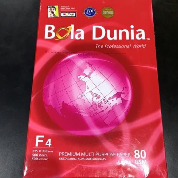 

Hot Sale !!! Bola Dunia Kertas Hvs Folio F4 80 Gr 1 Rim 500 Lembar 23 X 33 Cm