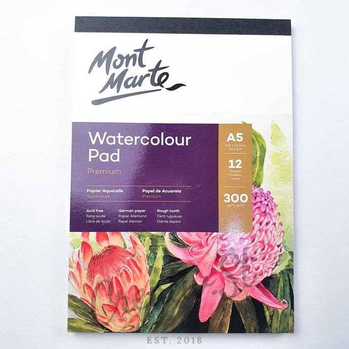 

Segera Miliki !!! Mont Marte Watercolor Pad German Paper 300 Gsm A5 12 Sheet Msb0067 21 Cm X 15 Cm
