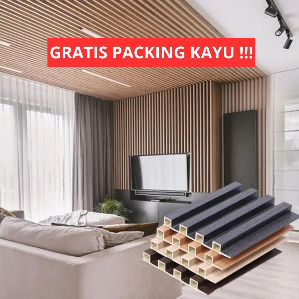 WPC Wood Wall Panel PVC Dekorasi Dinding Wallpanel WoodPanel Stiker Hiasan Dinding Wallpaper