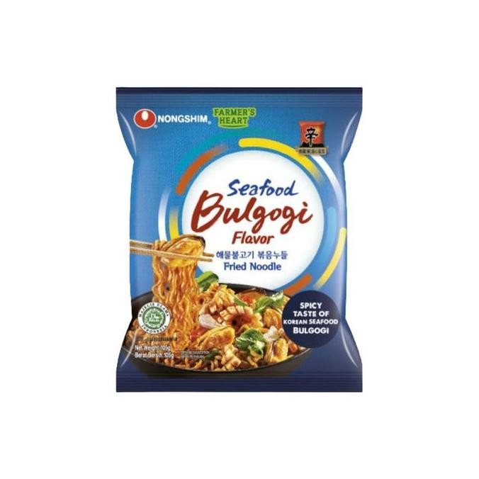 

] Nongshim Seafood Bulgogi Flavor / Korean Fried Noodle Spicy / Ramen Mie Pedas Korea 105 Gr
