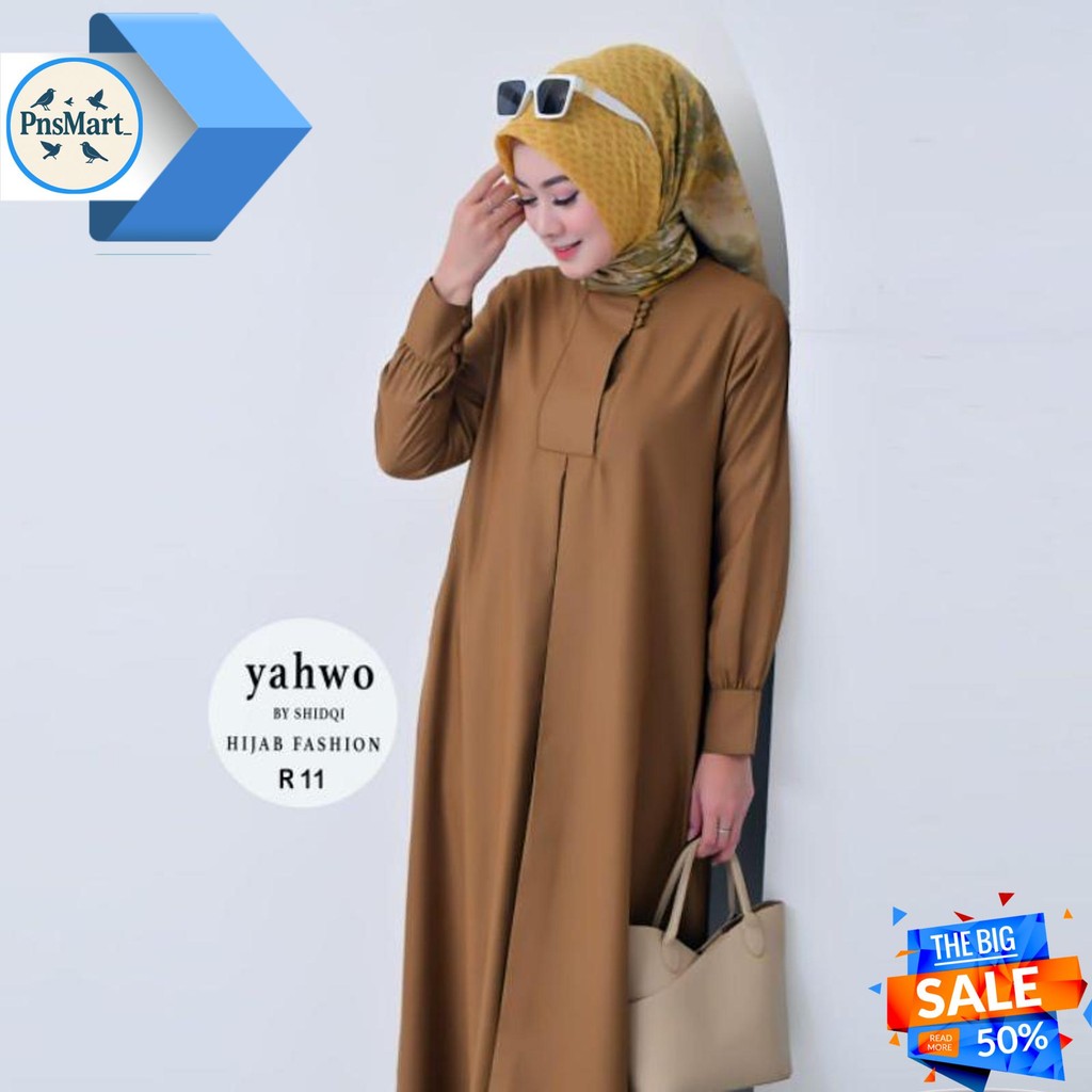 SERAGAM PNS KHAKI PDH PEMDA GURU ASN WANITA TERBARU TERLARIS/GAMIS TOYOBO KODE R 011/GAMIS BUSUY