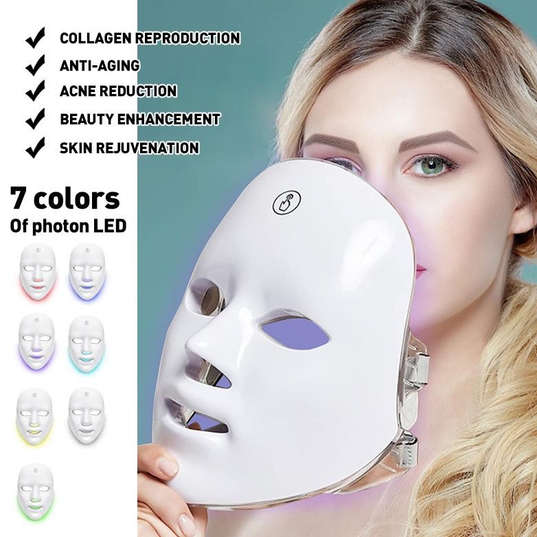 Led Mask Photon Therapy Alat Perawatan Wajah 7 Light Warna Led Mask Photon Therapy Rechargeable Faci