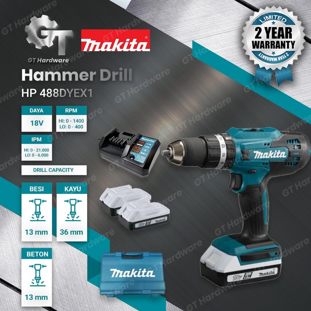 Cordless Bor Beton Hammer Drill MAKITA HP488D HP 488 D